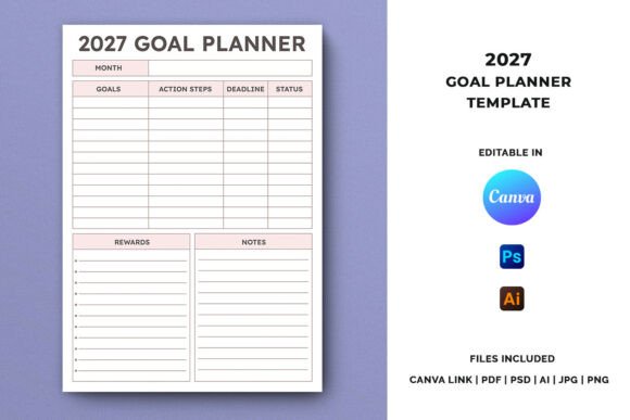 2027 Goal Planner Template for Creators & Sellers