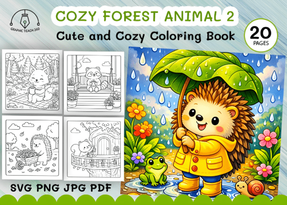 Cozy Forest Animals Cute Coloring Book