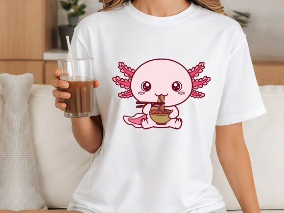 Cute Axolotl Eating Ramen Cartoon: Enhancing Your KDP Book Interior with Playful Design