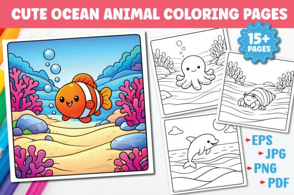 Cute Ocean Animal Coloring Book for Kids