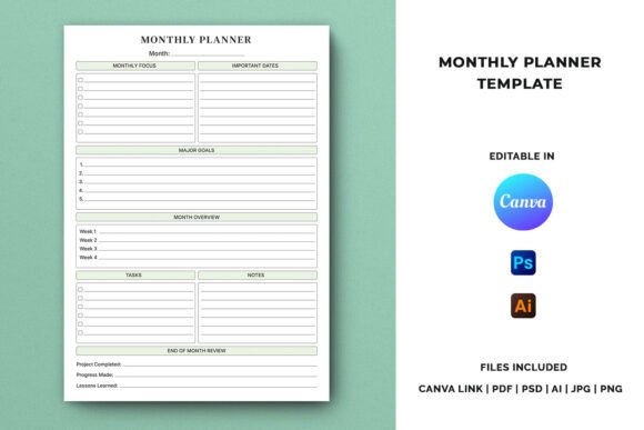 Monthly Planner Template – KDP Interior: A Practical Tool for Goal-Focused Planning
