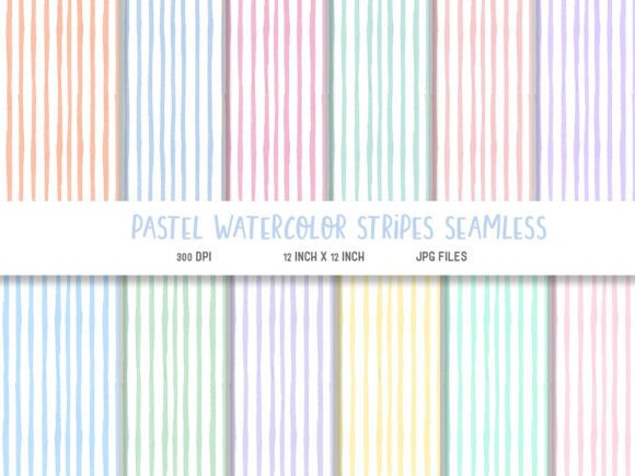 Pastel Watercolor Stripes Digital Paper