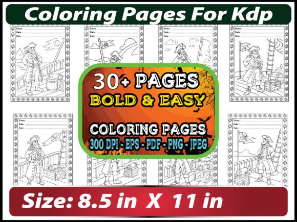 Pirates Coloring Pages for Kids KDP
