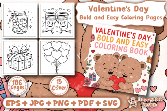 Valentines Day Bold Easy Coloring Book: A Creative Escape for Cozy Moments